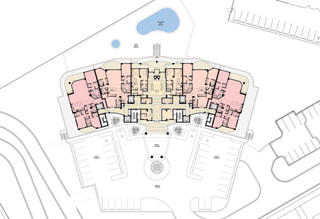 Architectural drawing of St. Kitts site plan at Silver Shells Resort in Destin, FL.